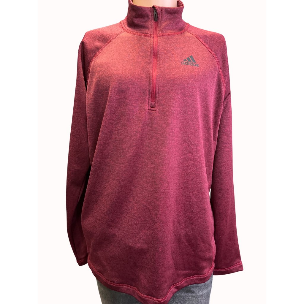 Adidas Mens Burgundy Quater Zip Pullover Size L Sku 6702